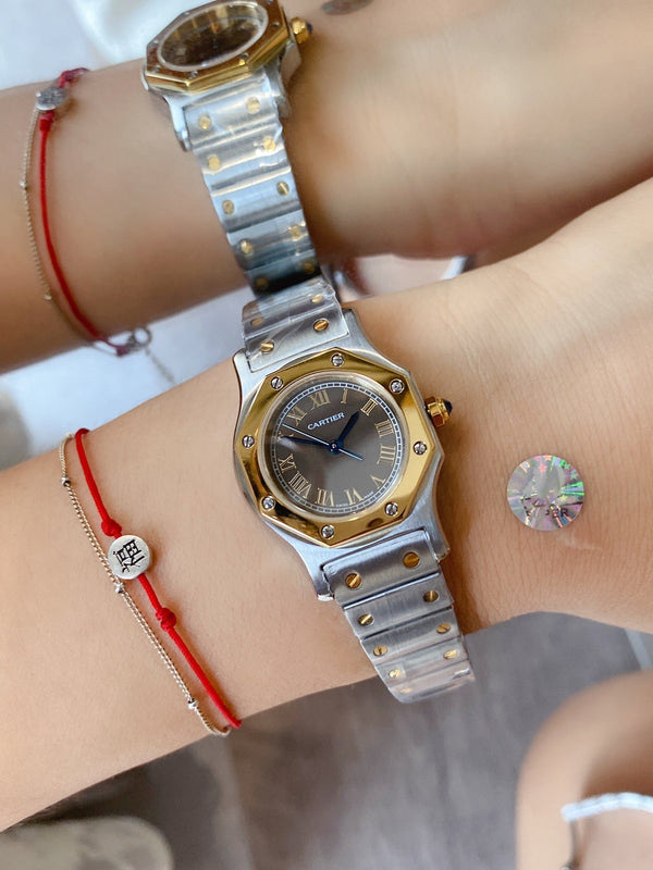 SANTOS ROUND LADY 28MM BICOLORE AL QUARZO 