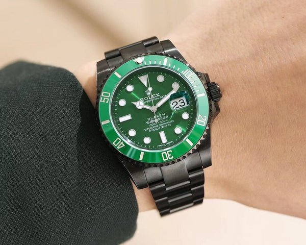 SUBMARINER 40MM CUSTOM ALL BLACK GREEN BEZEL