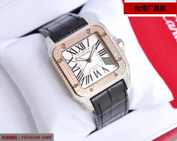 SANTOS 100XL 42MM DIAMOND ROSE GOLD BEZEL