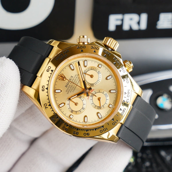 DAYTONA 40MM GOLD CASE BLACK RUBBER STRAP