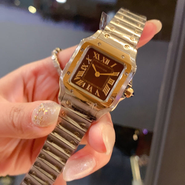 SANTOS DE CARTIE 27MM QUARTZ TWO-TONE BROWN DIAL