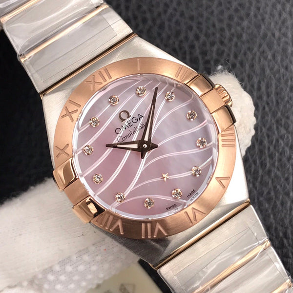 CONSTELLATION 27MM QUARTZ GOLD STEEL MOP DIAL