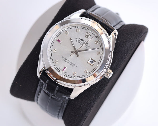 DATEJUST 40MM CASSA IN ACCIAIO CON LUNETTA LISCIA E PELLE NERA 