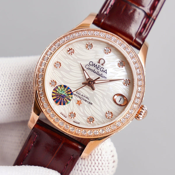 CONSTELLATION 33MM AUTOMATIC ROSE GOLD DIAMOND BEZEL