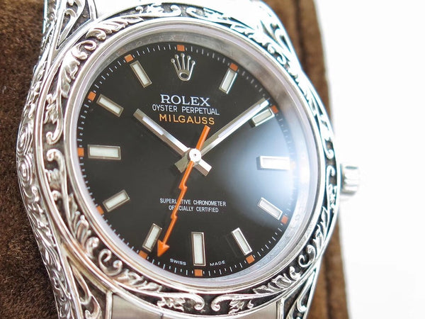 MILGAUSS 40 HAND ENGRAVED CASE BLACK DIAL