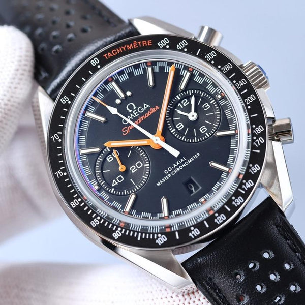 SPEEDMASTER RACING 44 CERAMIC BLACK DIAL LEATHER