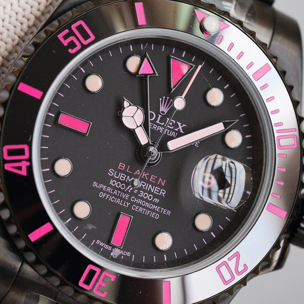 SUBMARINER CUSTOM BLAKEN BLACK PINK NUMERALS