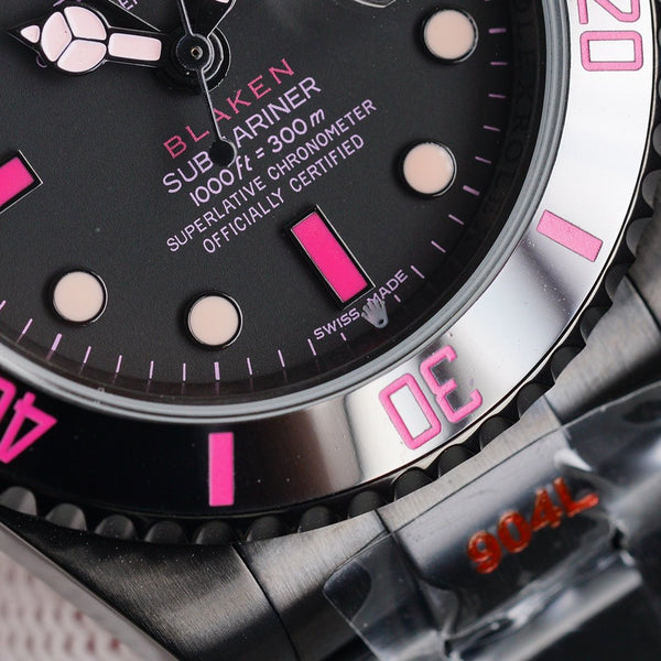 SUBMARINER CUSTOM BLAKEN BLACK PINK NUMERALS