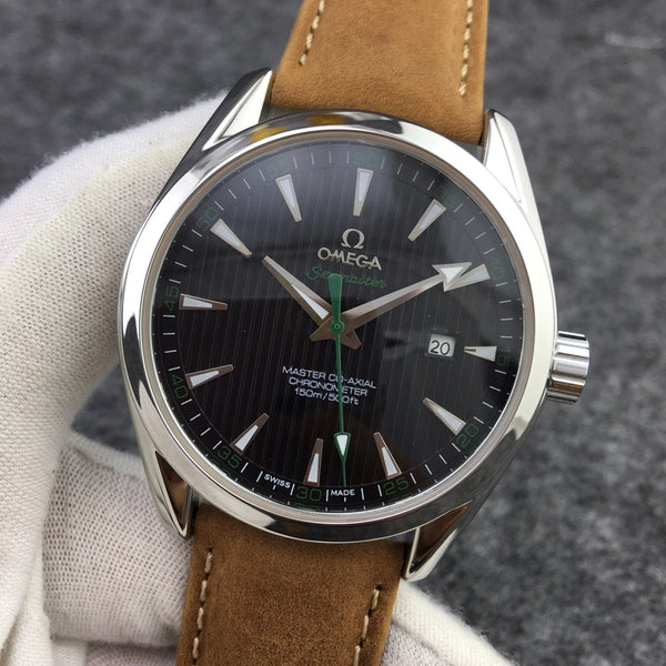 SEAMASTER AQUA TERRA 150M STEEL CASE BLACK DIAL BROWN LEATHER