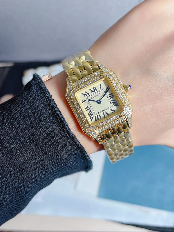 PANTHERE 27MM QUARTZ ROSE GOLD DIAMOND BEZEL