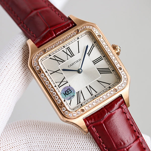 SANTOS DUMONT XL ROSE GOLD DIAMOND BEZEL