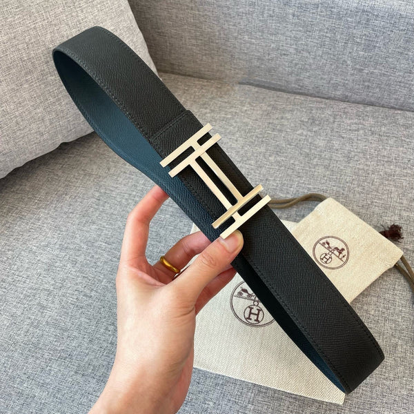 DOPPIA H 38MM NERO BLU PELLE