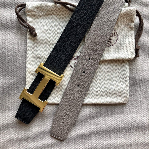 H CONTANCE BELT 38MM BLACK GREY LEATHER