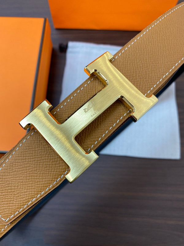 H CONTANCE BELT 38MM GOLD BUCKLE GOLD BLUE LEATHER