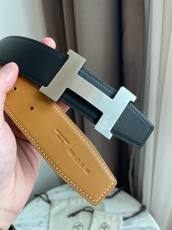 H CONTANCE BELT 38MM BLACK GOLD LEATHER