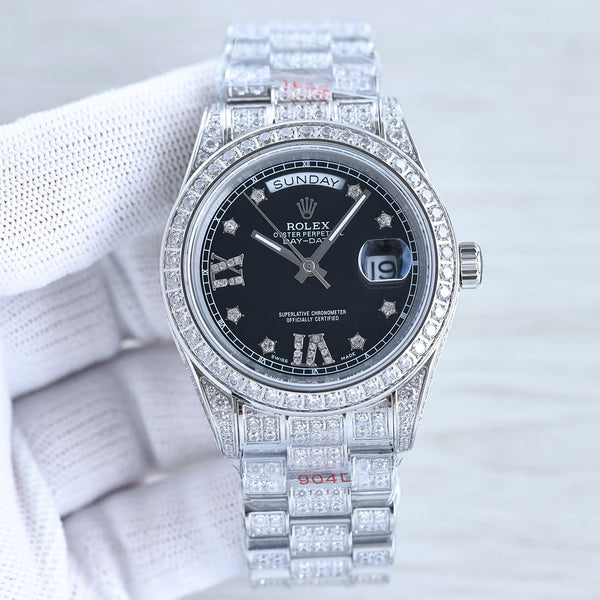 DAY-DATE 41 SILVER CUSTOM ALL DIAMOND