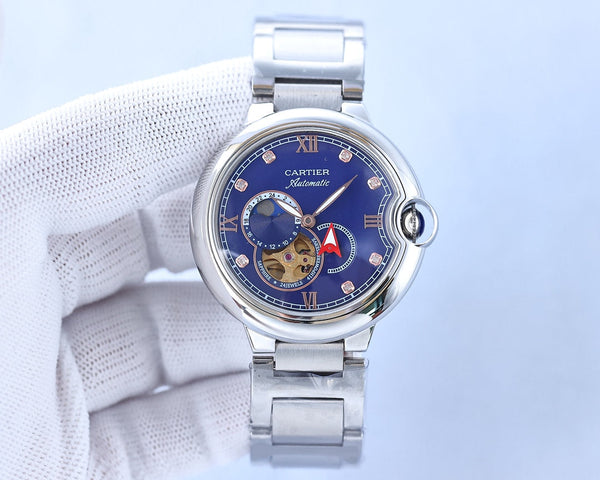 Orologio Blue Balloon da 36 mm con cuore aperto, numeri in diamanti rosa, cinturino in acciaio 