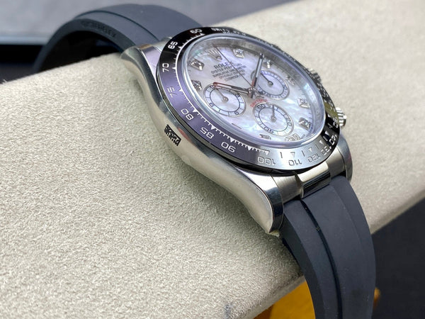 DAYTONA CASSA IN ACCIAIO CERAMICA BIANCO MOP NUMERI DIAMANTI 