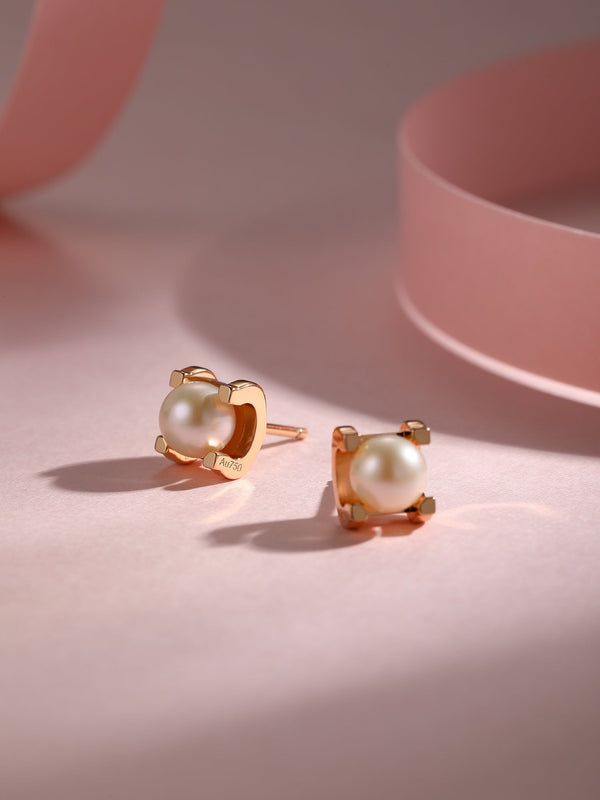 AKOYA PEARLS 6MM PINK GOLD STUD EARRINGS