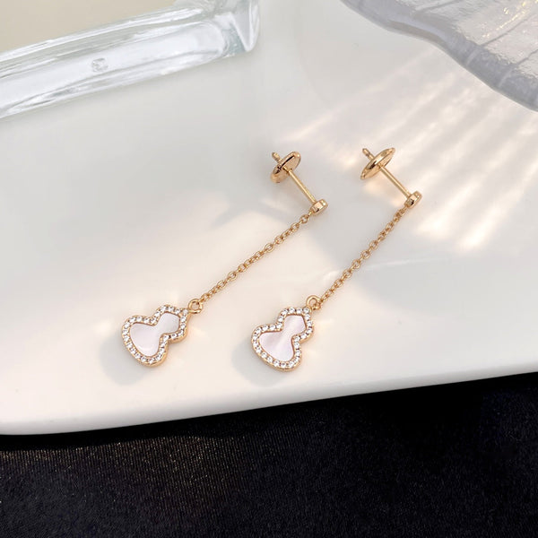 WULU DIAMOND PINK GOLD DROP MINI EARRINGS