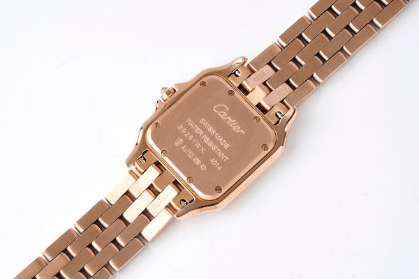 PANTHERE 27MM PINK GOLD CASE DIAMOND BEZEL WHITE DIAL