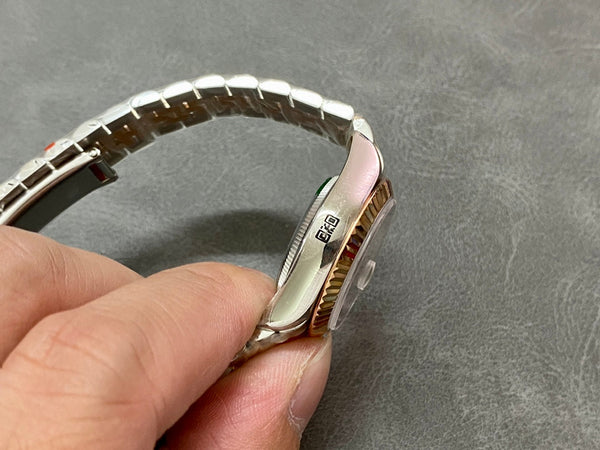 DATEJUST 28MM PINK GOLD STEEL CHOCOLATE DIAL