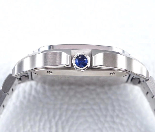 SANTOS LADY 35.1MM AUTOMATIC SILVER DIAMOND BEZEL