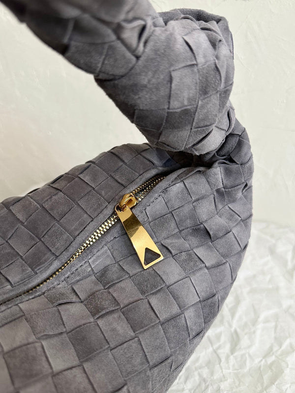 BV SMALL JODIE 48CM PELLE SCAMOSCIATA GRIGIA 