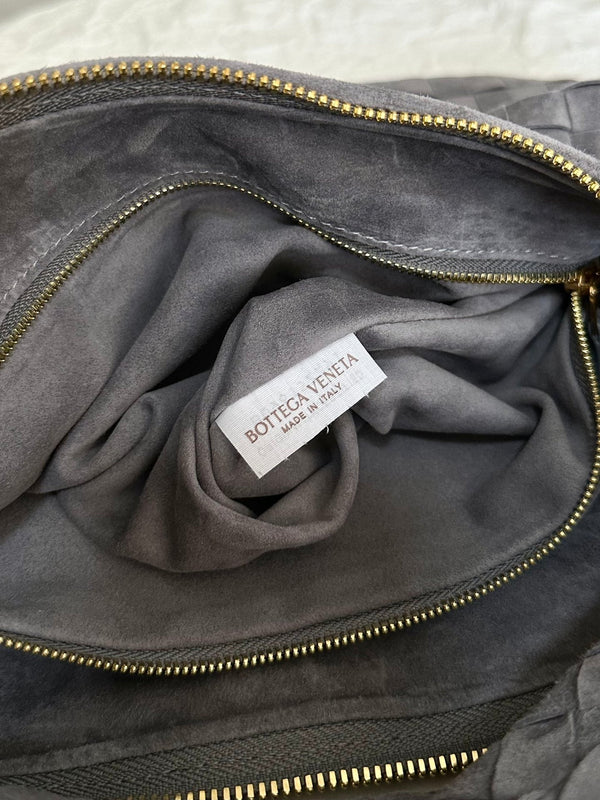 BV SMALL JODIE 48CM PELLE SCAMOSCIATA GRIGIA 