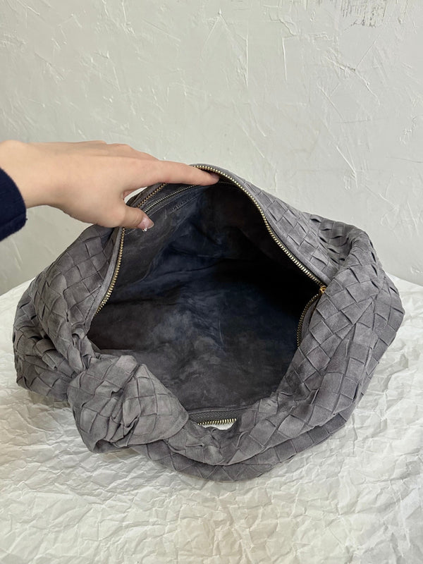 BV SMALL JODIE 48CM PELLE SCAMOSCIATA GRIGIA 