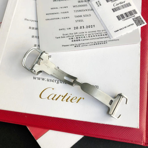 TANK SOLO SILVER CASE BLACK CALFSKIN LEATHER