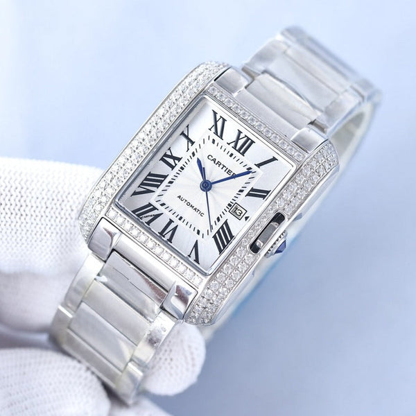 TANK ANGLAISE 30 SILVER DIAMOND BEZEL