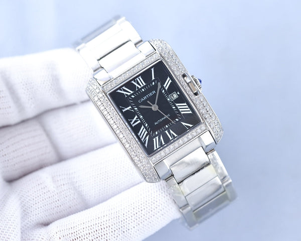 TANK ANGLAISE 30 SILVER DIAMOND BEZEL
