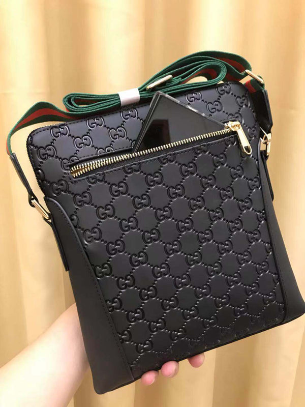 GG CROSSBODY IN PELLE NERA ROSSA