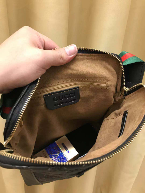 GG CROSSBODY IN PELLE NERA ROSSA