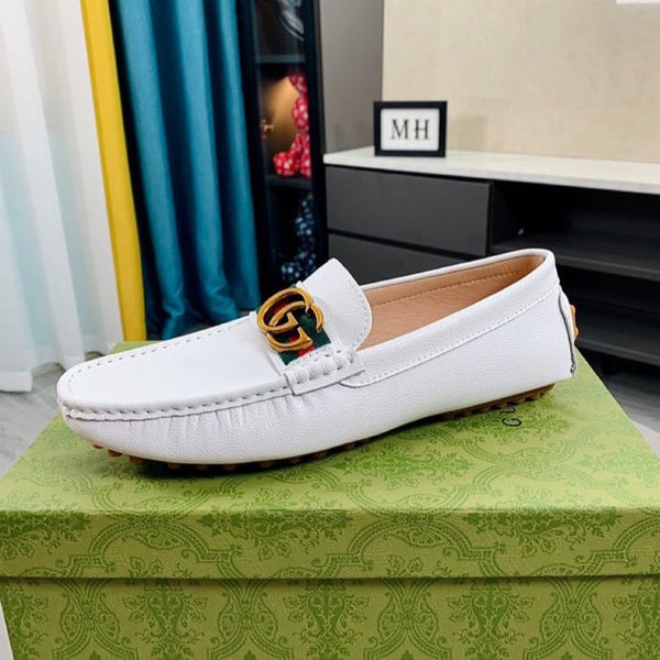 SCARPA DA DRIVER IN PELLE BIANCA GG