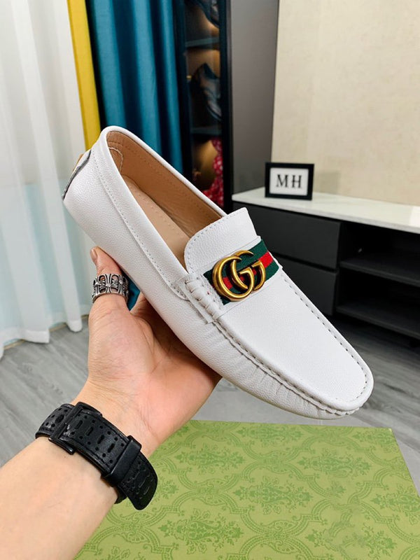 SCARPA DA DRIVER IN PELLE BIANCA GG