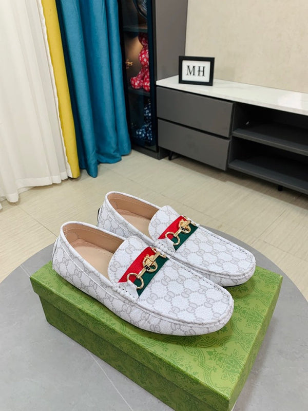 GG DRIVER CON WEB IN PELLE BIANCA