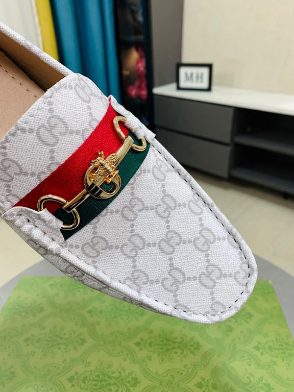 GG DRIVER CON WEB IN PELLE BIANCA