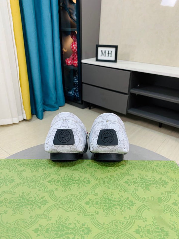 GG DRIVER CON WEB IN PELLE BIANCA