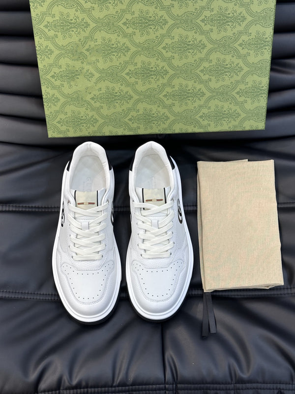 SNEAKERS GG IN PELLE BIANCA