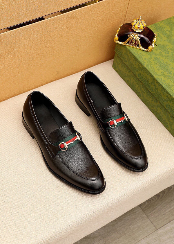 MOCASSINI GG ARGENTO DA UOMO IN PELLE DI VACCA NERA OPACA