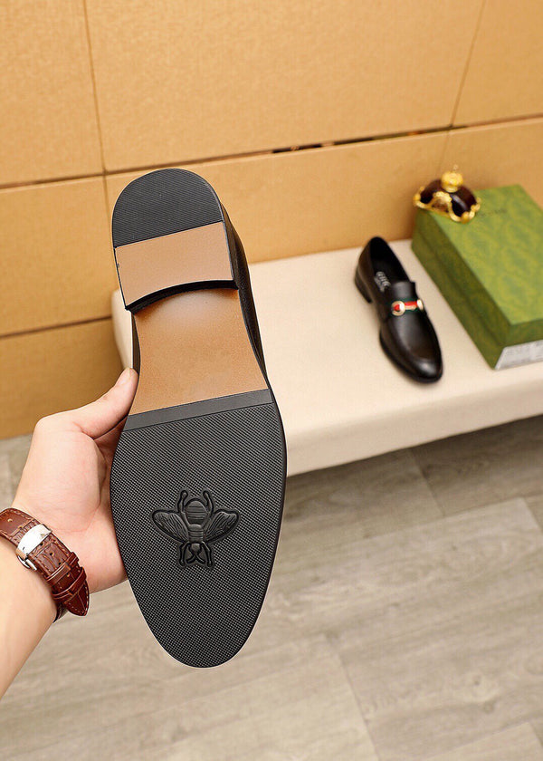 MOCASSINI GG ARGENTO DA UOMO IN PELLE DI VACCA NERA OPACA