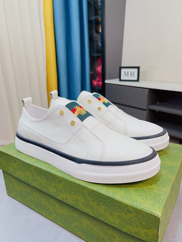 GG LOADS CON MOTIVO IN PELLE DI MANZO BIANCA