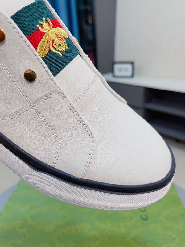 GG LOADS CON MOTIVO IN PELLE DI MANZO BIANCA