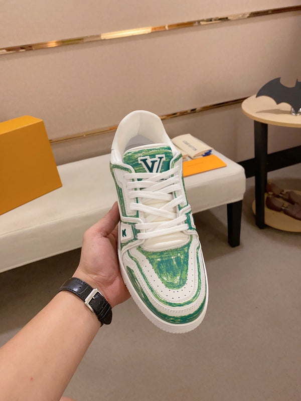 LV TRAINER SNEAKER GREEN WHITE