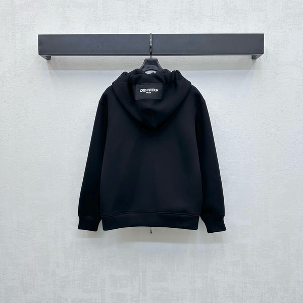 LV25 Silk Scarf Hooded Jacket Black Cotton 290214