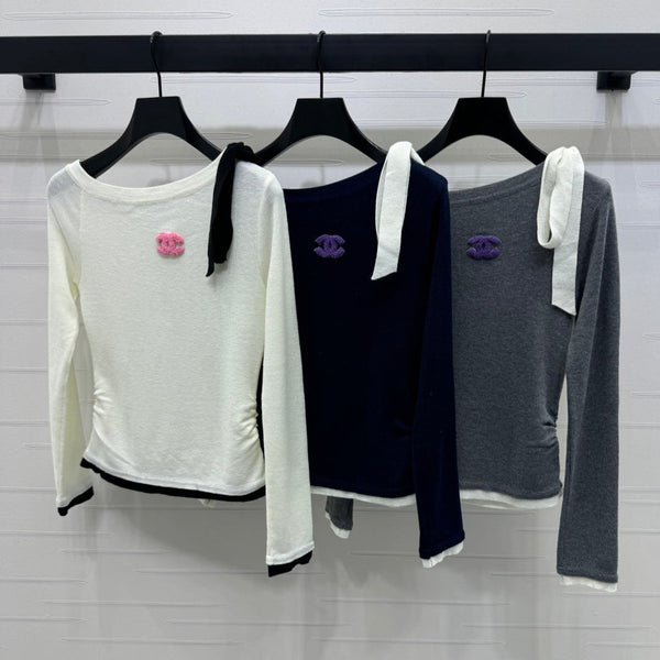 CHANEL RIBBON KNIT LONG SLEEVE SWEATER STYLE 288