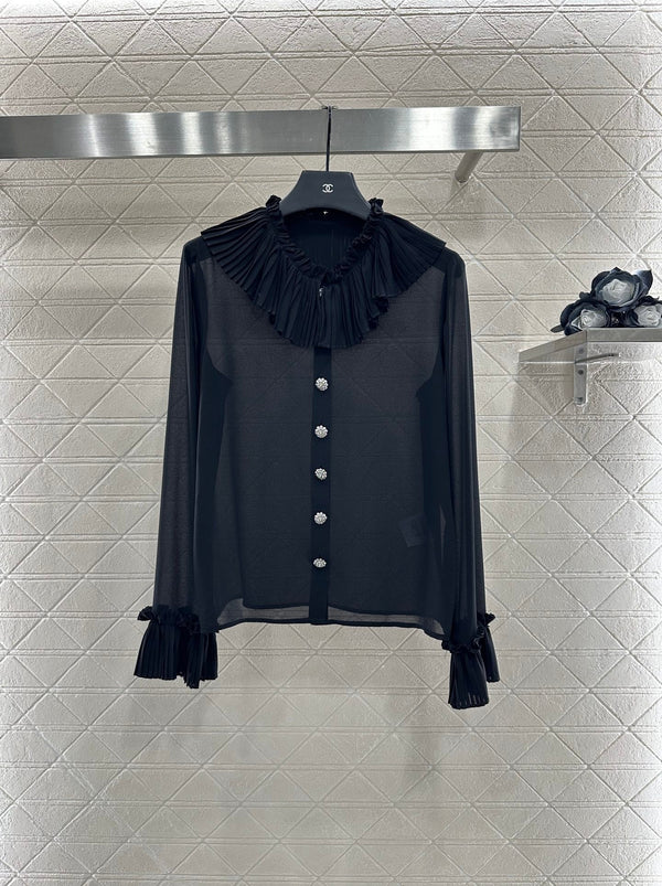 CHANEL LACE RUFFLED SHIRT STYLE 285