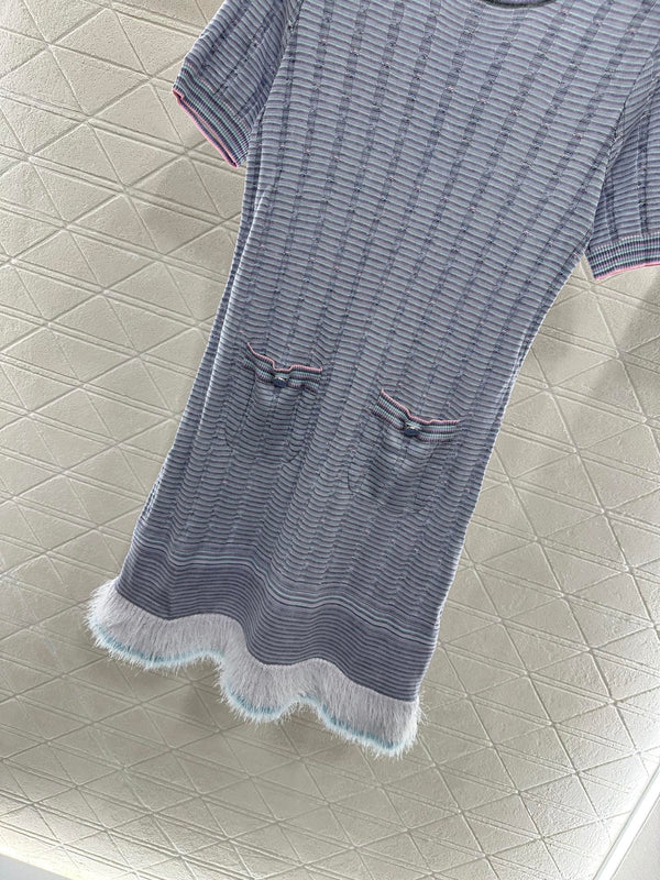 CHANEL KNIT CASHMERE SHORT SLEEVE DRESS STYLE 278